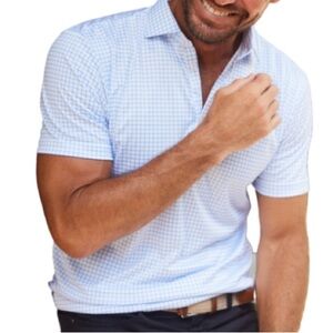 Collars & Co. Semi-Spread Collar Polo - Thin Blue Check 3X